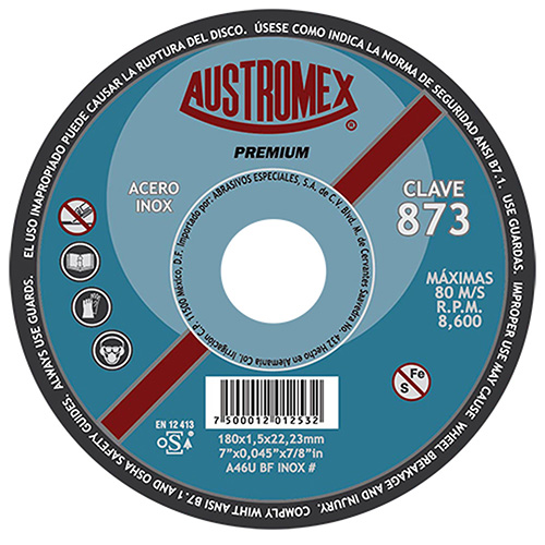 DISCO P/CORTE METAL SUPERDELGADO 7 X 0.045 X 7/8 AC. INOX. PREMIUM