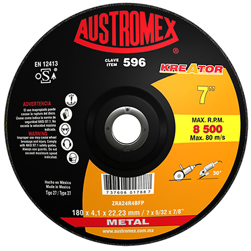 DISCO P/CORTE Y DESBASTE DE METAL 7 X 5/32 X 7/8 MOD. KREATOR (SUBST. A 380)