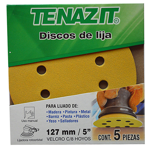 DISCO DE LIJA C/VELCRO 5 GRANO 80 C/HOYOS (5 PZAS.)