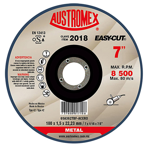 DISCO P/CORTE METAL SUPERDELGADO 7 X .1/16 X 7/8 EASY CUT