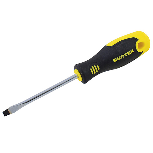 [SUR-D216] DESTORNILLADOR CON MANGO BIMATERIAL, PUNTA PLANA BARRA REDONDA 1/4" X 6"