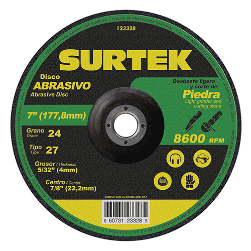[SUR-123328] DISCO ABRASIVO TIPO 27 PARA PIEDRA 7" X 5/32"