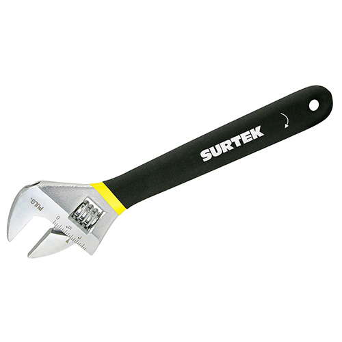 [SUR-510P] LLAVE AJUSTABLE CROMADA CON MANGO GRIP DE PLASTISOL 10"
