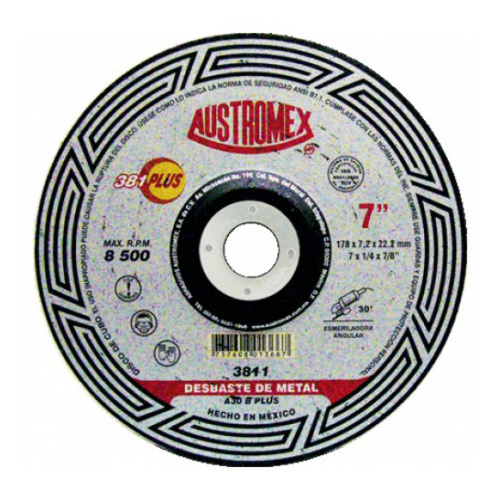 [AUS-222] DISCO P/DESBASTE METAL 7 X 1/4 X 7/8 (X-TRA DESBASTE PROFESIONAL)
