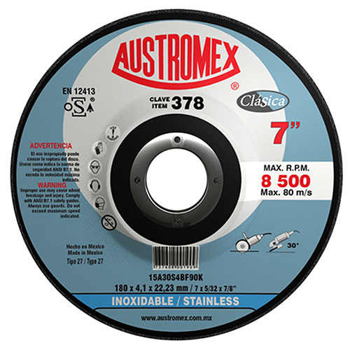 [AUS-378] DISCO P/CORTE ACERO INOXIDABLE 7 X 5/32 X 7/8 (CUBO) PROFESIONAL