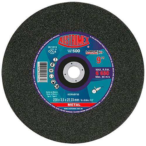 [AUS-500] DISCO P/CORTE METAL 9 X 1/8 X 7/8 (PLANO)