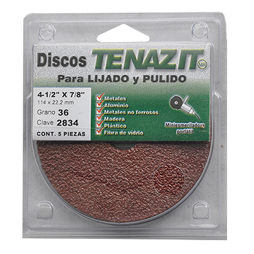 [AUS-2834] JUEGO DE 5 DISCOS DE LIJA 4.5 GRANO 36 BLISTER