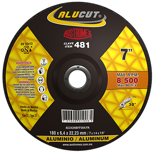 [AUS-481] DISCO P/DESBASTE ALUMINIO 7 X 1/4 X 7/8 ALUCUT (SUBST. A 587ESP)