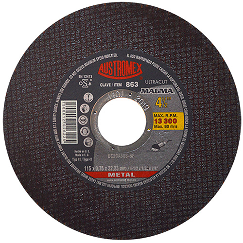 [AUS-863-X] DISCO P/CORTE METAL ULTRADELGADO 4 1/2 X 1/32 X 7/8 CALIDAD MAGMA ACERO AL CARBO