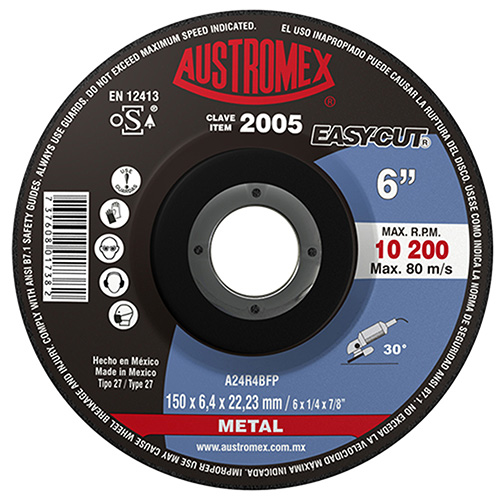 [AUS-2005] DISCO P/DESBASTE METAL 6X.0.045X7/8 (CUBO) EASY CUT