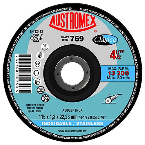 [AUS-769] DISCO P/CORTE ACERO INOXIDABLE 4 1/2 X 0.039 X 7/8 DELGADO P/MINIESMERILADORA
