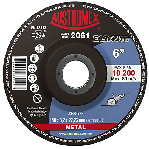 [AUS-2061] DISCO P/CORTE METAL 6 X .1/8 X 7/8 (CUBO) EASY CUT