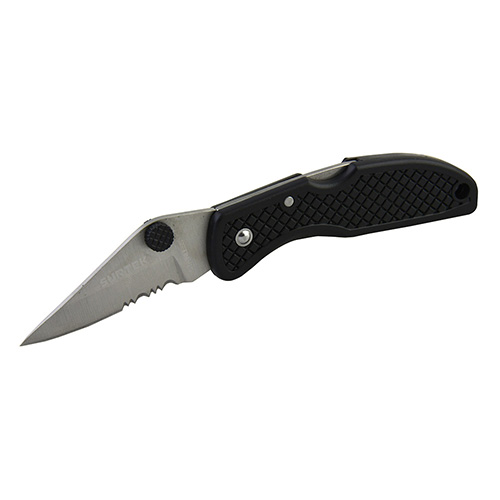 [SUR-120550] NAVAJA ABATIBLE DE ACERO INOXIDABLE CON MANGO DE PLASTICO HOJA DENTADA DE 2-3/4"