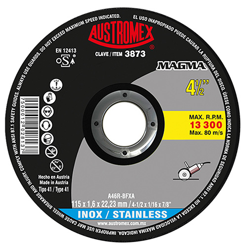 [AUS-3873] DISCO P/CORTE METAL SUPERDELGADO 4 1/2 X 1.6mm X 7/8 P/ACERO INOX. LINEA MAGMA