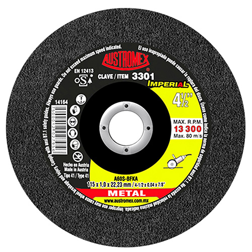 [AUS-3301] DISCO P/CORTE METAL SUPERDELGADO 4 1/2 X 1mm X 7/8 AC. AL CARBON LINEA IMPERIAL
