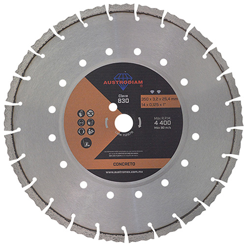 [AUS-830] DISCO DE DIAMANTE P/CONCRETO UNIVERSAL 14 X 1/8 X 1 NARANJA PLATA