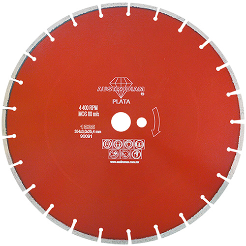 [AUS-1525] DISCO DE DIAMANTE P/CANTERA Y BLOQUE 14 X 7/64 X 1 ROJO PLATA