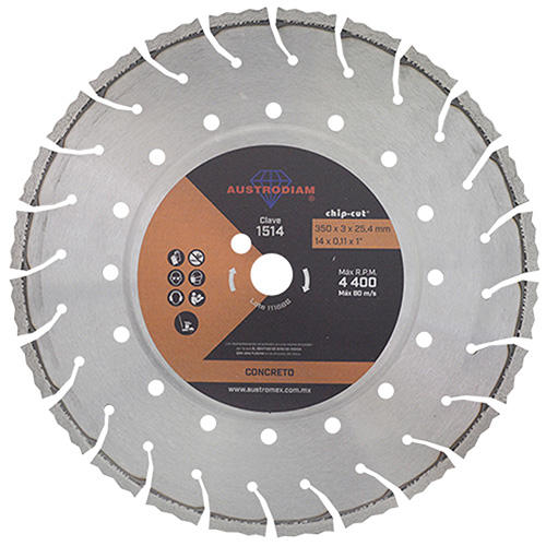 [AUS-1514] DISCO DE DIAMANTE 14 X 7/64 X 1 NARANJA (CHIP CUT) P/CONCRETO UNIVERSAL