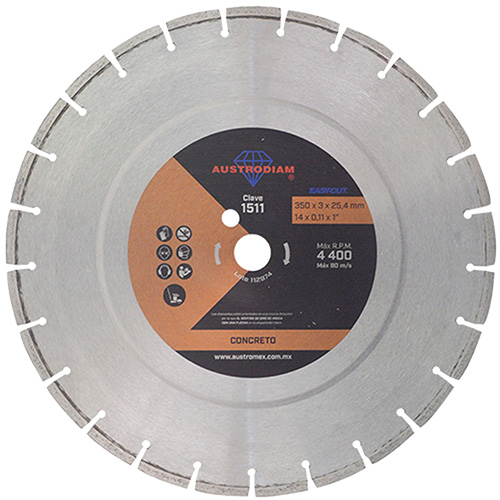 [AUS-1511] DISCO DE DIAMANTE 14 X 7/64 X 1 EASY-CUT (MUY ECONOMICO) P/CONCRETO UNIVERSAL