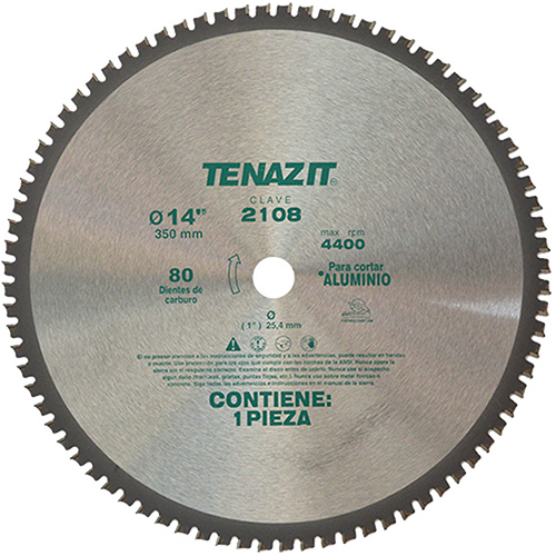 [AUS-2108] DISCO METALICO 14 X 1 (80 DIENTES) P/CORTE DE ALUMINIO