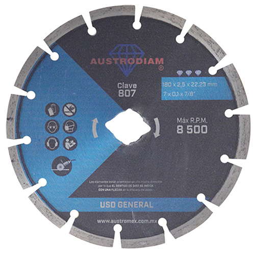 [AUS-807] DISCO DE DIAMANTE P/USO GENERAL 7 X 5/64 X 7/8 AZUL ORO