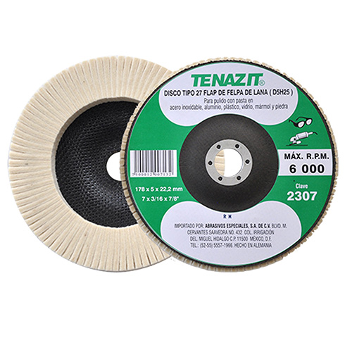 [AUS-2307] DISCO T27 FLAP DE FELPA 7 X 3/16 X 7/8 P/PULIDO