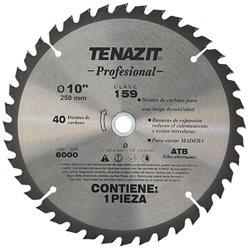[AUS-159] DISCO METALICO 10 X 1 5/8 (40 DIENTES) P/CORTAR MADERA
