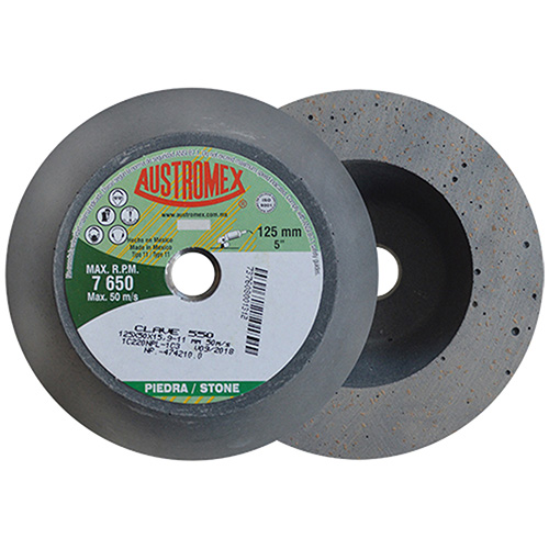 [AUS-550] PIEDRA COPA 5 X 2 X 5/8-11 (BD) GRANO 1C3 GRIS (SHELLAC)