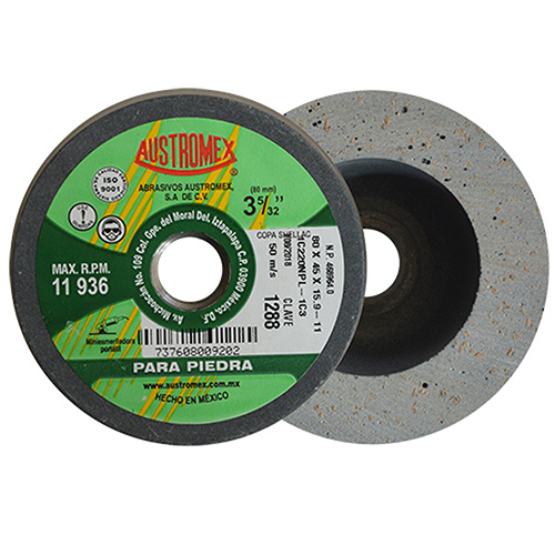 [AUS-1288] PIEDRA COPA SHELLAC 3 5/32 X 1-3/4 X 5/8-11(BD) GRANO 3 GRIS