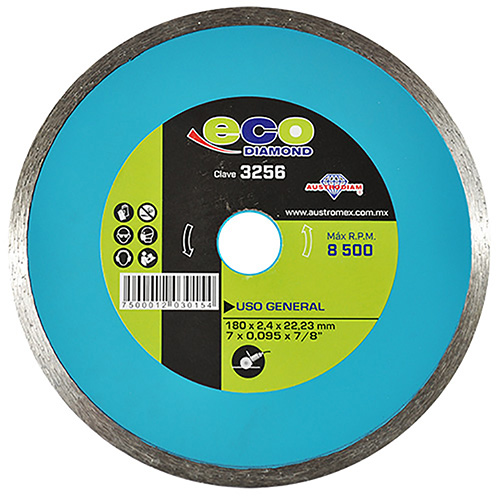 [AUS-3256] DISCO DE DIAMANTE P/USO GENERAL 7 X 0.095 X 7/8 RIN CONTINUO ECODIAMOND