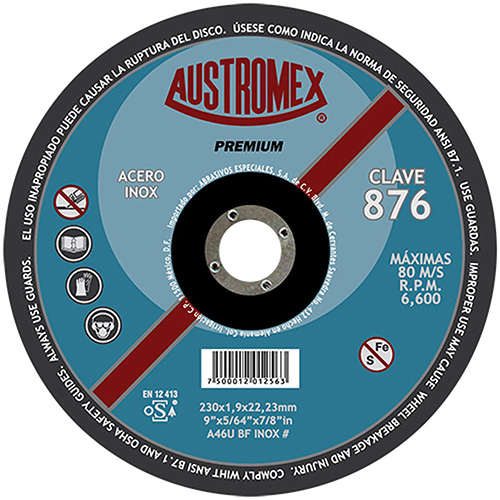 [AUS-876] DISCO P/CORTE METAL SUPERDELGADO 9 X 5/64 X 7/8 (CUBO) AC. INOX.
