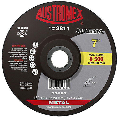 [AUS-3811] DISCO P/DESBASTE METAL 7 X 1/4 X 7/8 381 PLUS