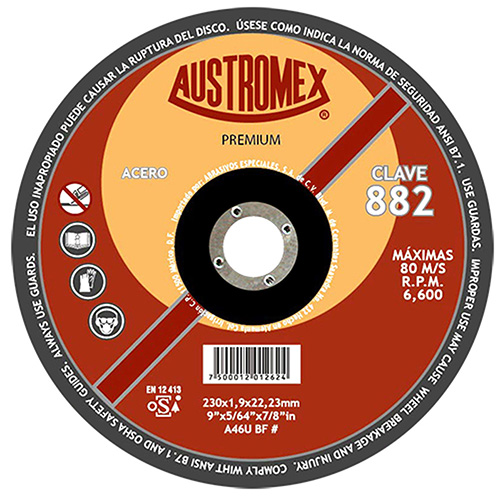 [AUS-882] DISCO P/CORTE METAL SUPERDELGADO 9 X 5/64 X 7/8 (CUBO) INDUSTRIAL AC. CARBON EAS