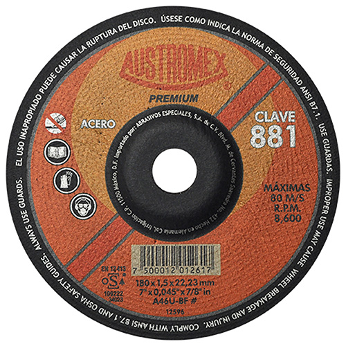 [AUS-881] DISCO P/CORTE METAL SUPERDELGADO 7 X 0.045 X 7/8 (CUBO) INDUSTRIAL AC. CARBON EA
