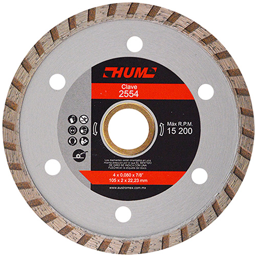 [AUS-2554] DISCO DE DIAMANTE P/USO GENERAL TURBO 4 X 0.080 X 7/8 LINEA HUM