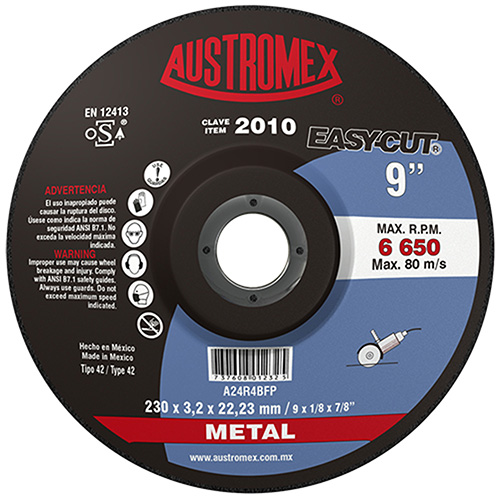 [AUS-2010] DISCO P/CORTE METAL 9 X 1/8 X 7/8 (CUBO) EASY CUT