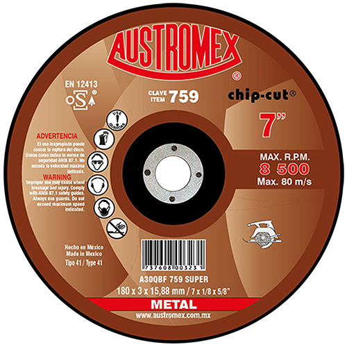 [AUS-759] DISCO P/CORTE METAL 7 X 3/32 X 5/8 (PLANO) P/SIERRA CIRCULAR