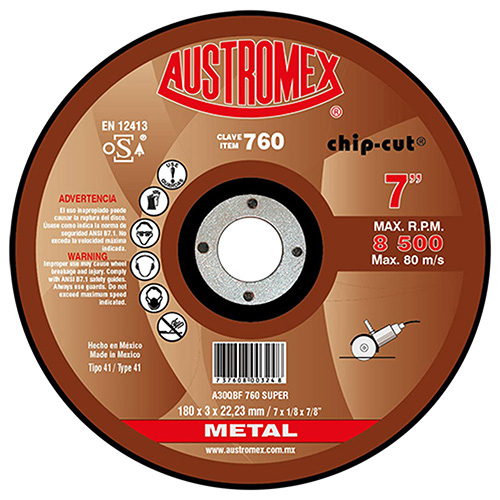 [AUS-760] DISCO P/CORTE METAL 7 X 3/32 X 7/8 (PLANO)