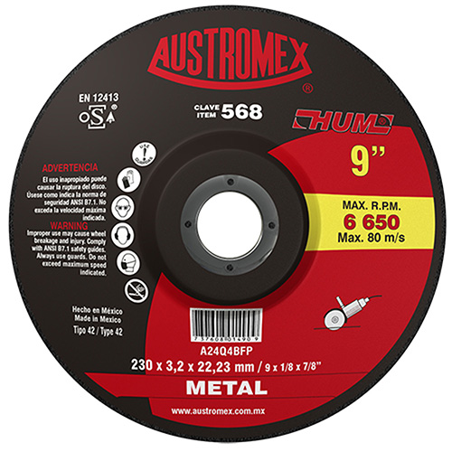 [AUS-568] DISCO P/CORTE METAL 9 X 1/8 X 7/8 LINEA HUM ROJO MUY BAJO PRECIO