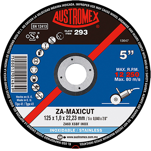 [AUS-293] DISCO P/CORTE ACERO INOXIDABLE SUPERDELGADO 5 X .040 X 7/8 MAXICUT
