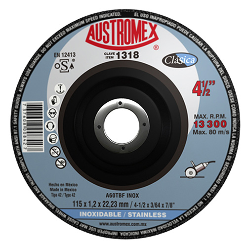 [AUS-1318] DISCO P/CORTE ACERO INOXIDABLE 4 1/2 X 3/64 X 7/8 (CUBO)