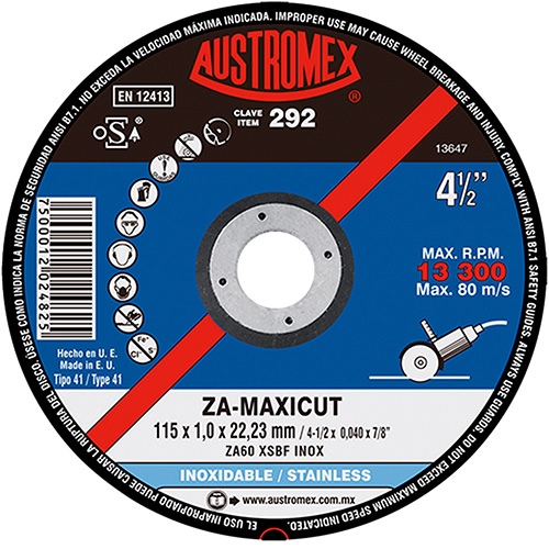 [AUS-292] DISCO P/CORTE ACERO INOXIDABLE SUPERDELGADO 4 1/2 X .040 X 7/8 MAXICUT