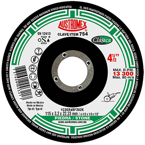 [AUS-754] DISCO P/CORTE PIEDRA 4 1/2 X 1/8 X 7/8 (CUBO)