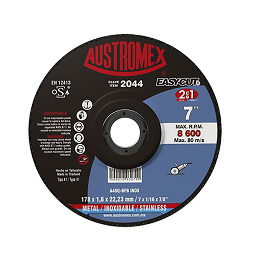 [AUS-2044] DISCO P/CORTE METAL DELGADO 7 X 1/16 X 7/8 EASY CUT LINEA 2 EN 1 INOX. /AC. CARBON