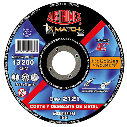 [AUS-2121] DISCO P/CORTE Y DESBASTE MACH 2 4 1/2 X 5/64 X 7/8