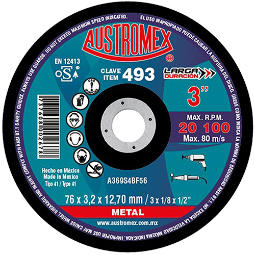 [AUS-493] DISCO P/CORTE METAL 3 X 1/8 X 1/2 (PLANO)