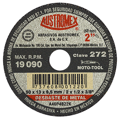 [AUS-272] RUEDA DE 2 X 1/2 X 3/8 GRANO 46 (MEDIANO) P/MOTOTOOL