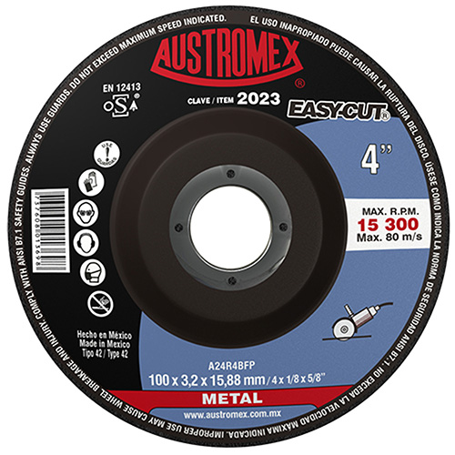 [AUS-2023] DISCO P/CORTE METAL 4 X 1/8 X 5/8 (CUBO) EASY CUT