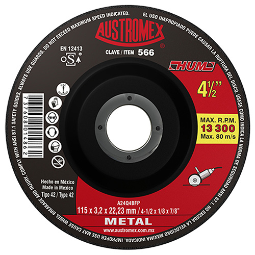 [AUS-566] DISCO P/CORTE METAL 4 1/2 X 1/8 X 7/8 LINEA HUM ROJO MUY BAJO PRECIO