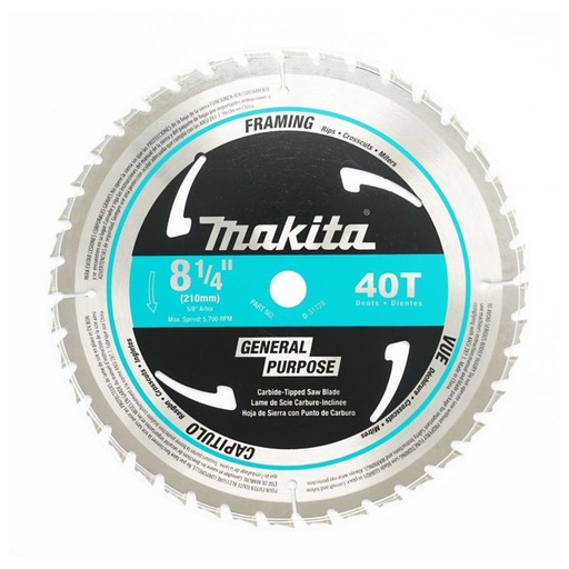 [MAA-D-31728] DISCO C/PASTILLAS DE CARBURO P/SIERRA CIRCULAR DE 8-1/4" X 5/8 X 40 DIENTES P/MADERA